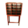 Etagere rouge 12 cases ancien casier postal bois teck piece et patine d'origine 77x41x138cm