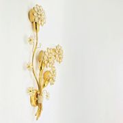 Pair of Extra Large Mid Century Gilt Brass & Crystal Flower Shape Wall Lights from Palwa, Germany