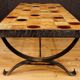 French Design signed coffee table with top in ceramic and glass