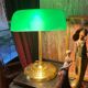 Notary desk lamp, banker, tilting green opaline library