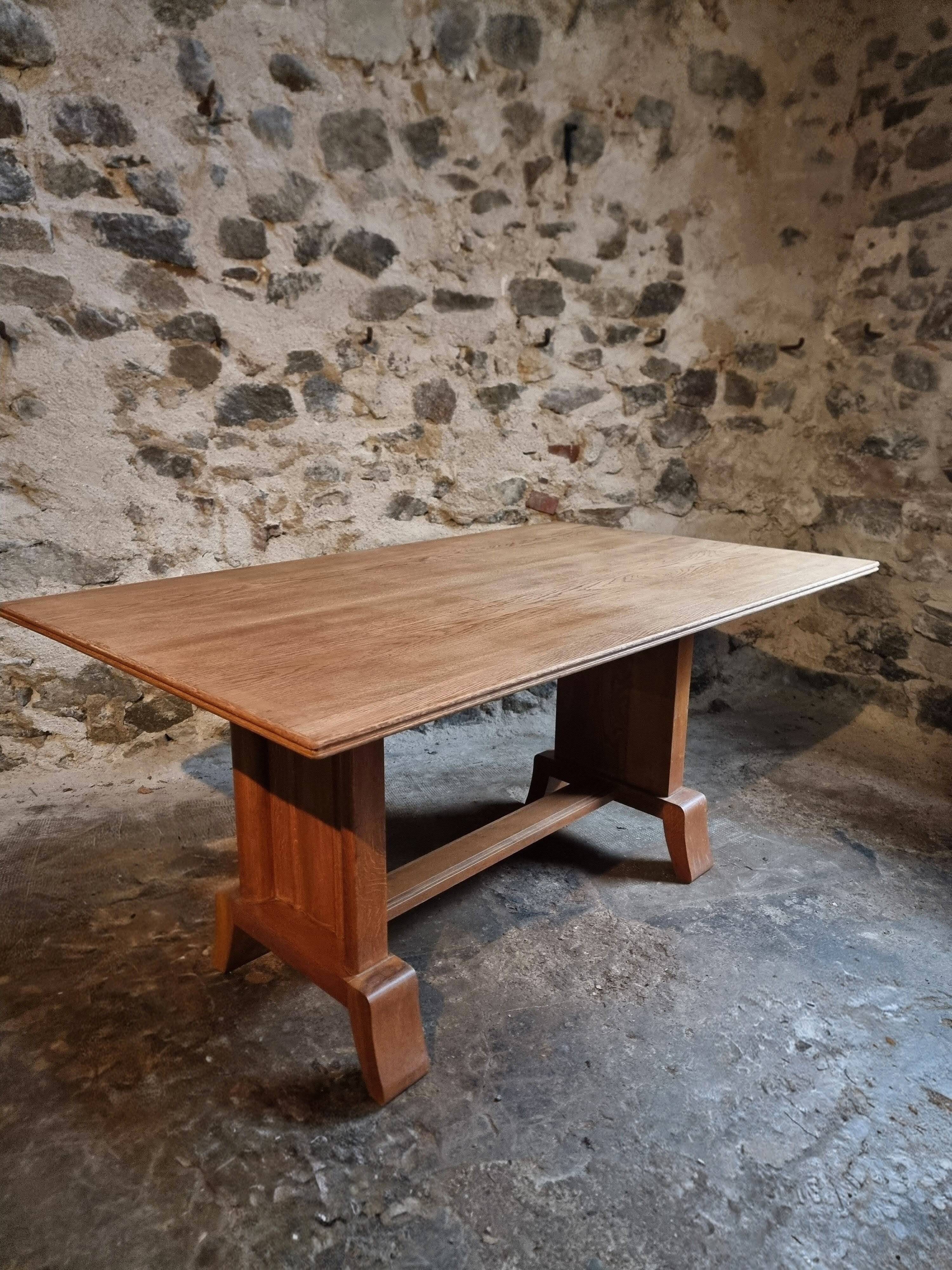 French Art Deco dining table in oak, 1930–1950