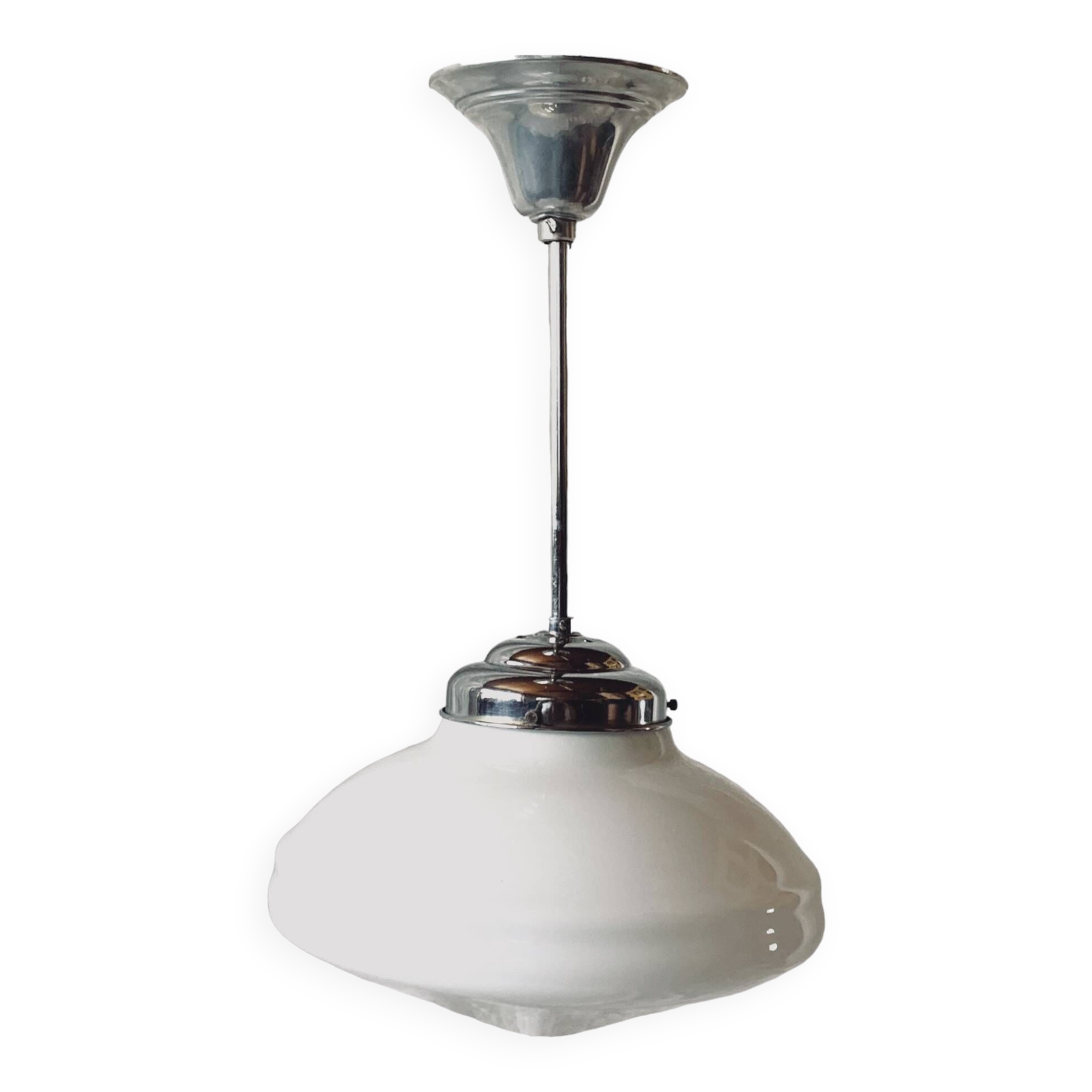 Art Deco pendant light in white opaline