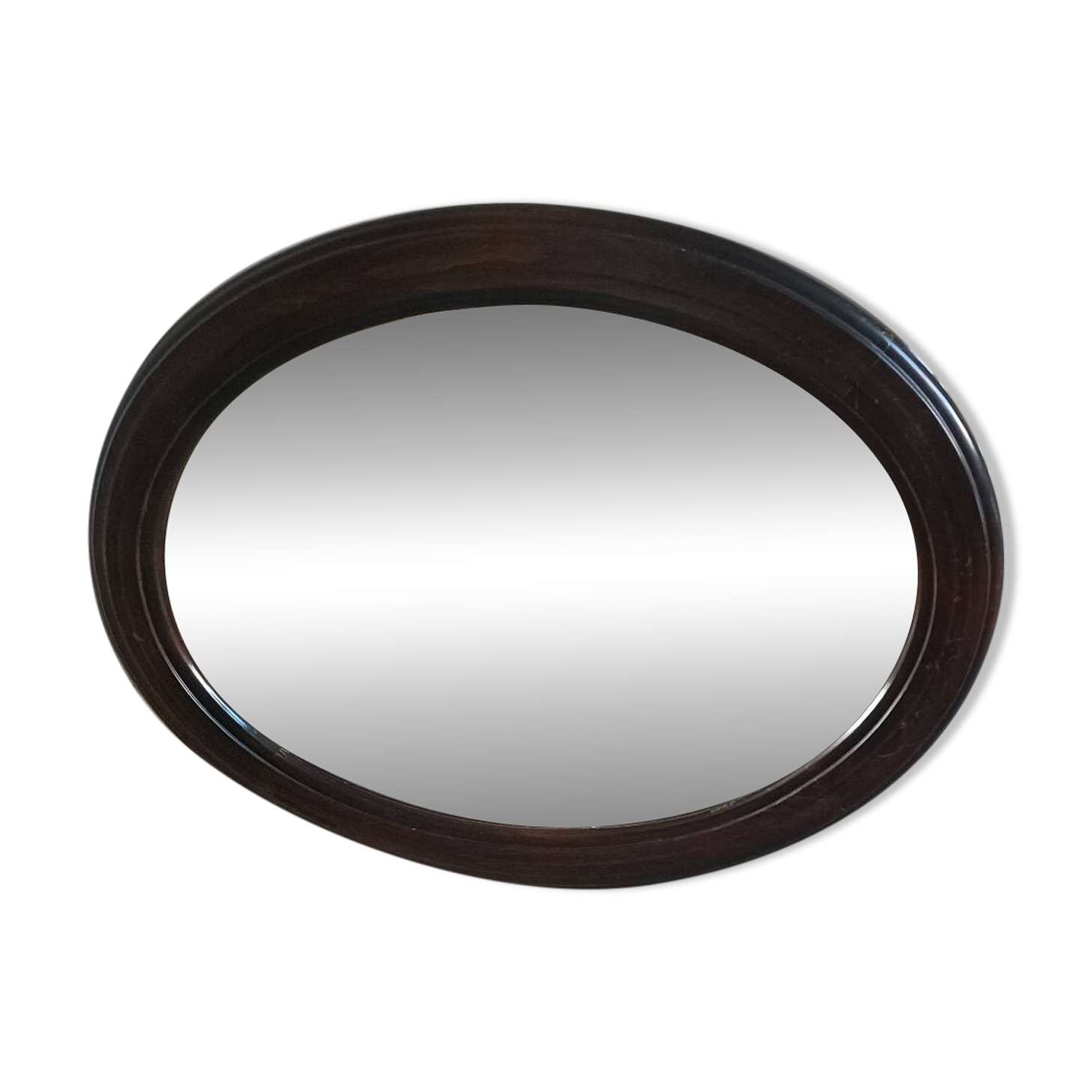Miroir ovale bois massif 1950