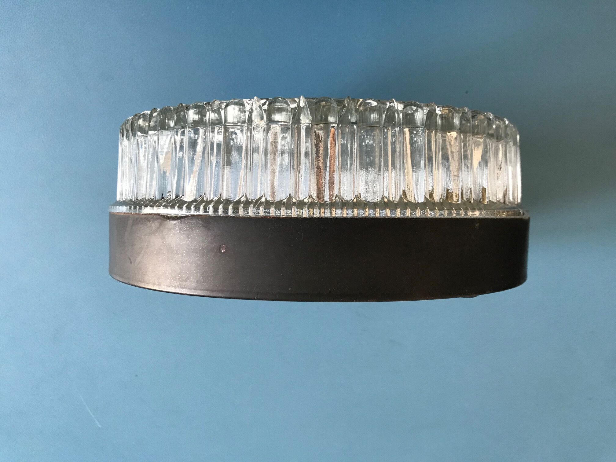 Round glass laminated ceiling light 1960