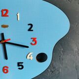 Vintage formica clock silent wall clock painter palette "Carrez bleu"