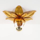 Medium sized gilded vintage florentine flush mount light