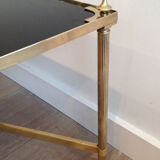Rectangular coffee table in brass and black lacquered glass