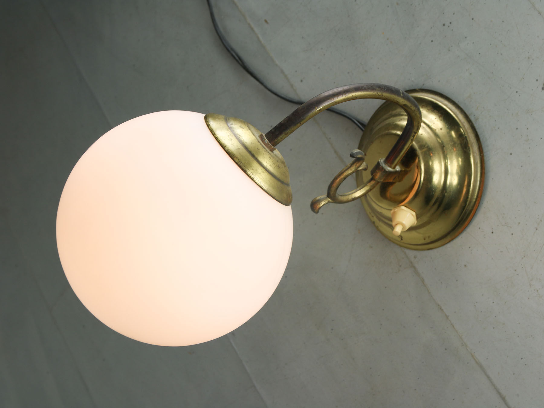 Mid-century brass & opaline sconce