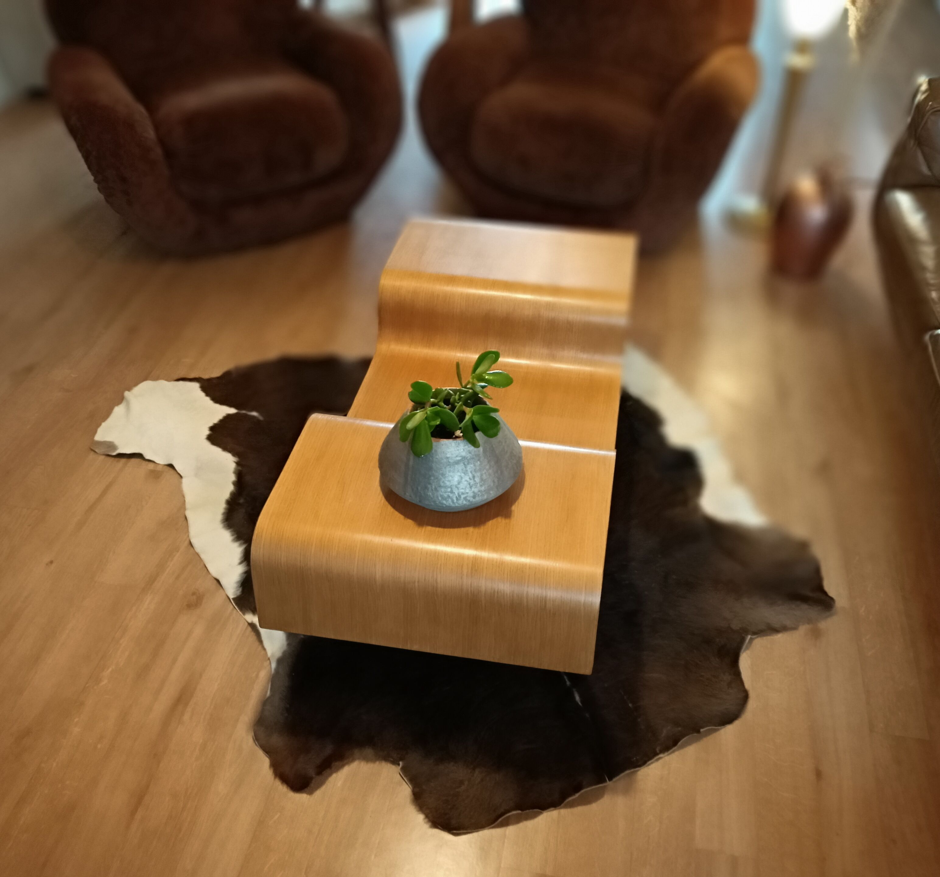 Vintage cow skin carpet, 140 cm x146 cm