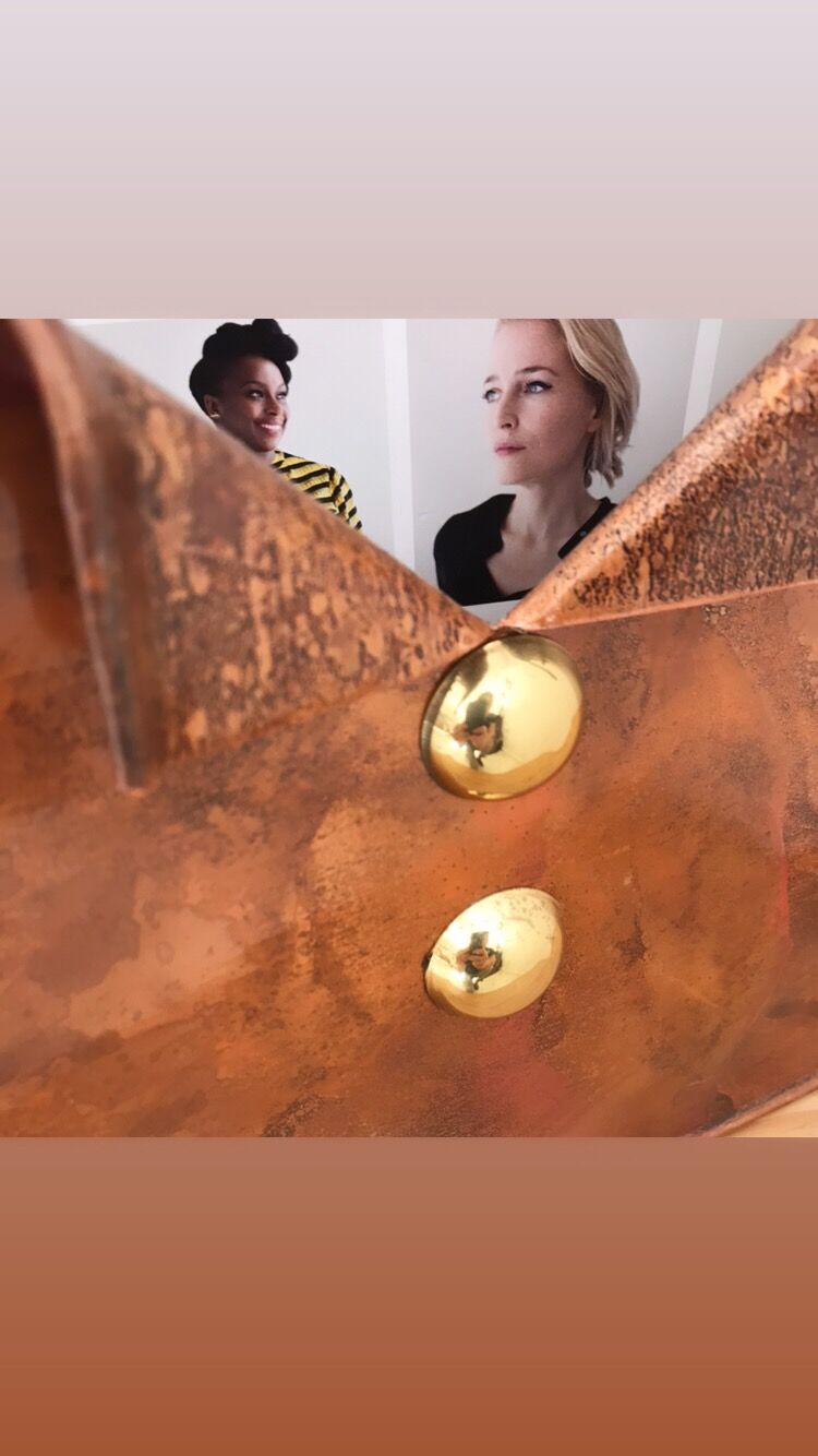 Copper and brass review holder