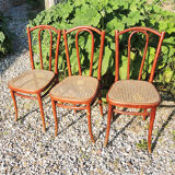 3 old bistro chairs cans thonet