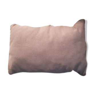 Coussin rectangulaire en coton gris avec passepoil blanc