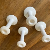 Set of 4 white ceramic candle holders