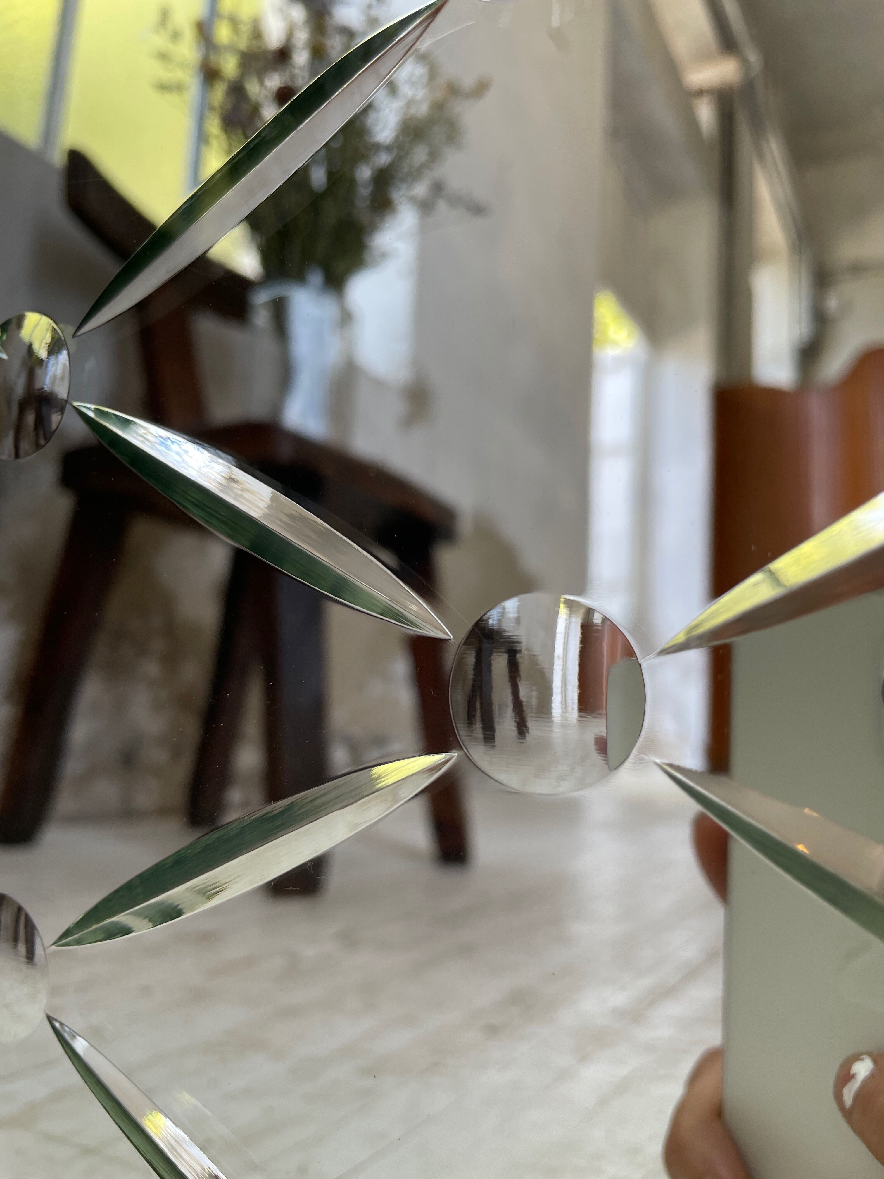 Italian engraved bistro mirror 60s XL