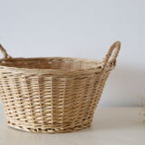 Wicker basket with two handles, vintage, french