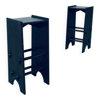 Arts and Crafts Handmade Bar Stools, France, 1920s, Set of 2