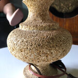 Sandstone foot accent lamp surmounted by a painted lampshade