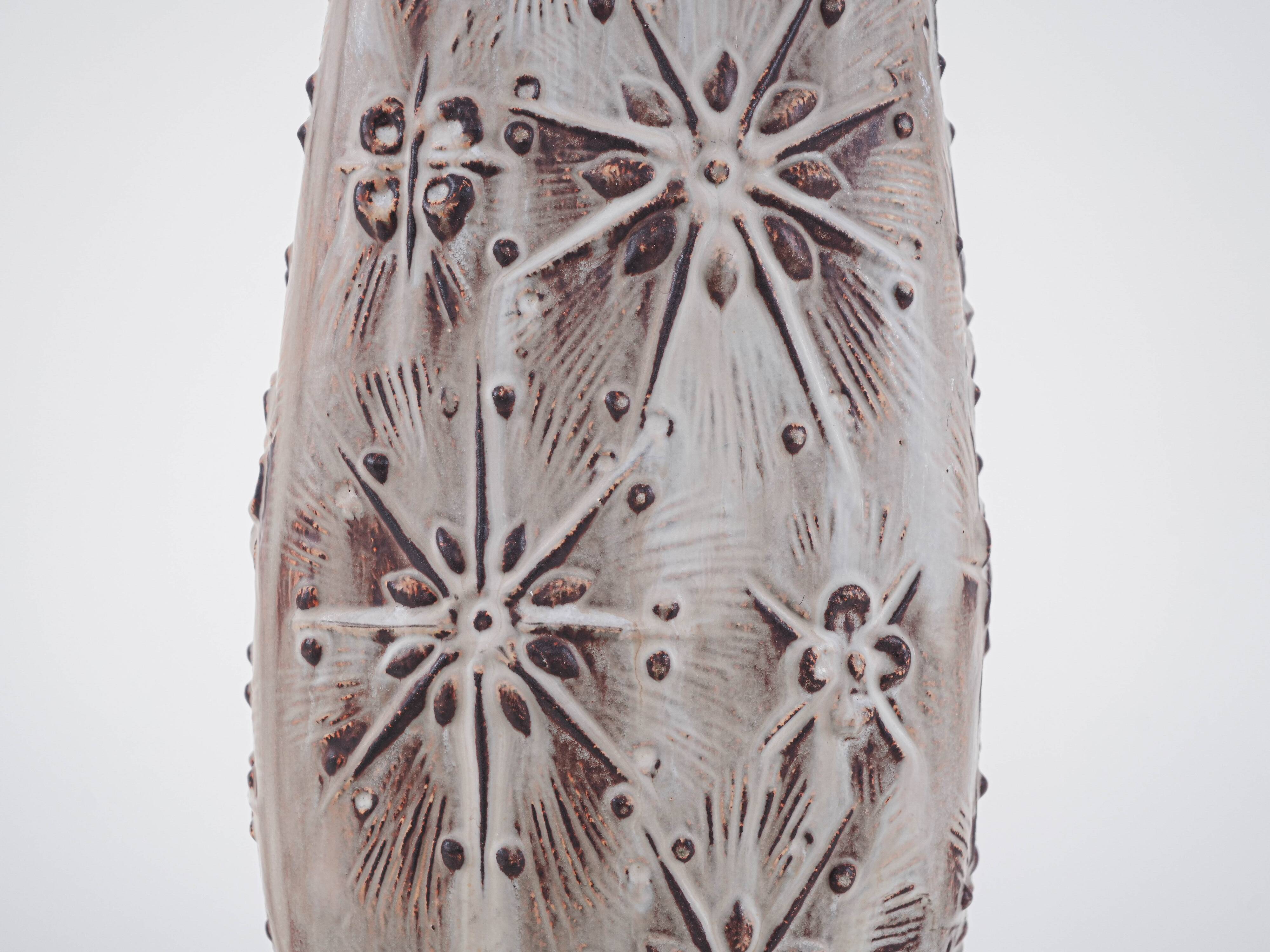 Beige ceramic vase, German design, 1960s, made in West Germany