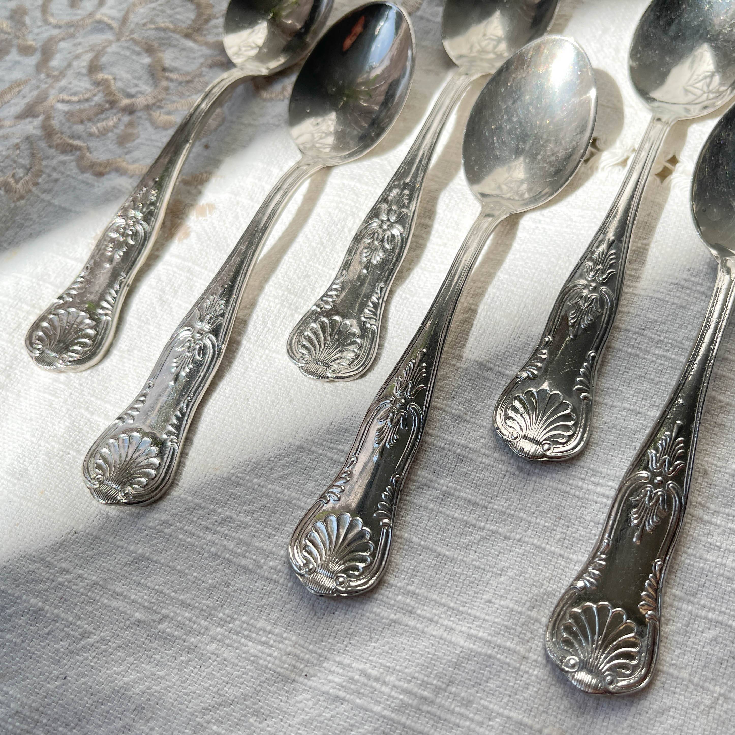 6 Small Vintage Rocaille Style Spoons