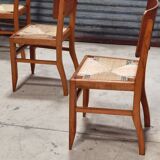 Set of 6 chairs straw wood reconstruction