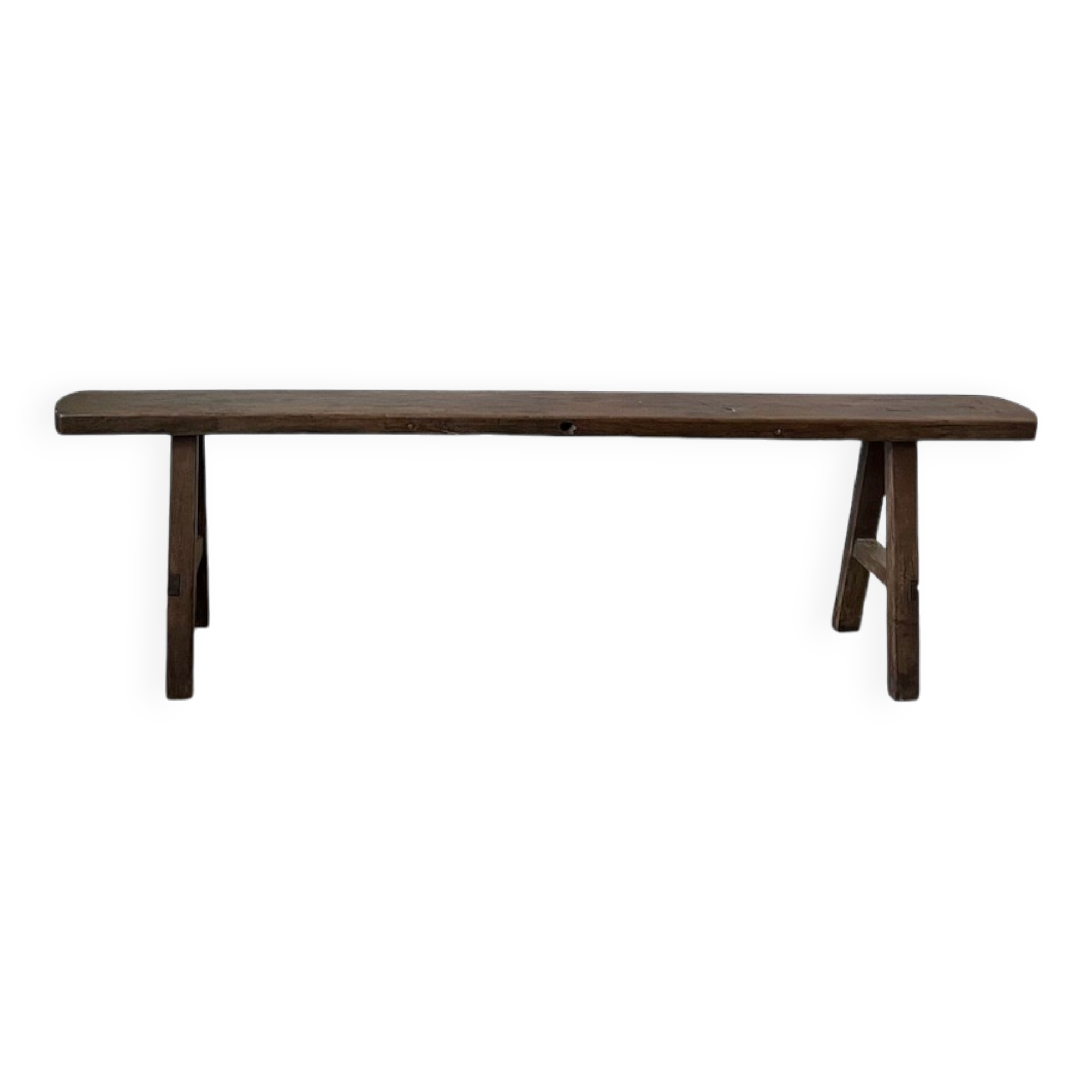 Small solid walnut farm bench, 1950s
