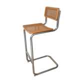Chaise haute chrome et cannage