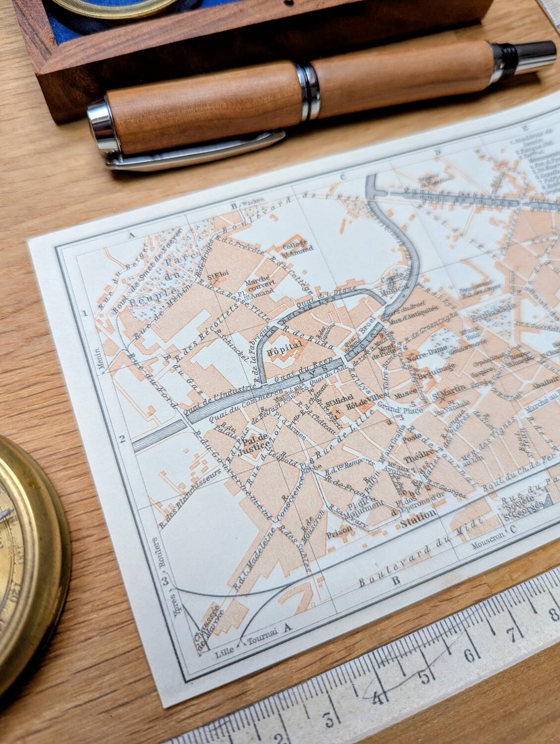 Kortrijk, small old map, vintage 1910