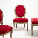 Pair of Louis XV style chairs and footrest
