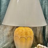 Pair of cream ceramic lamps, 1980s, art deco style, Miami light 73