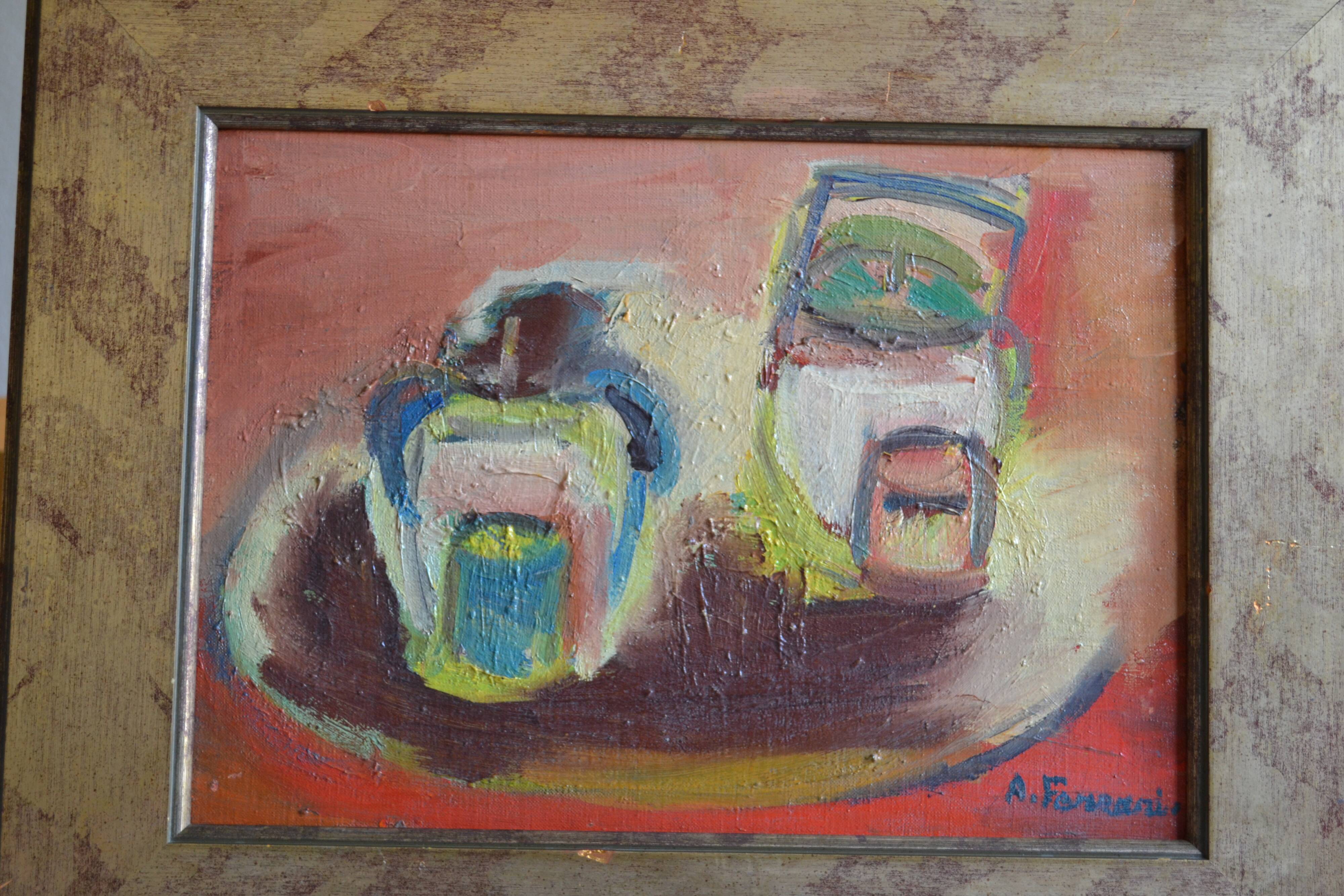 Antoine Ferrari (1910 1995) Still life Oil painting on canvas