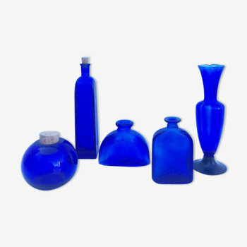 Lot de 5 vases bleus