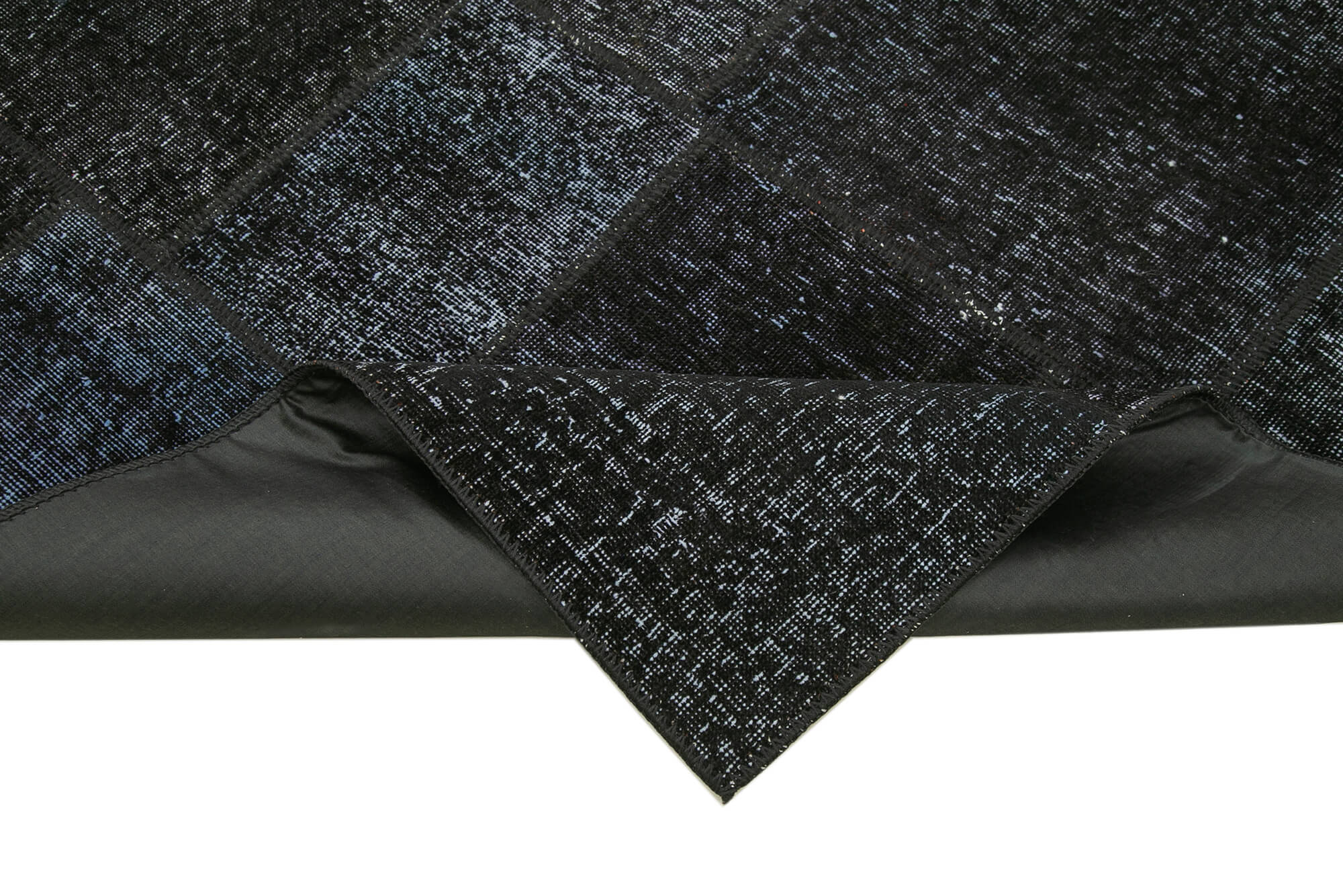 Handmade turkish overdyed 168 cm x 241 cm black patchwork carpet