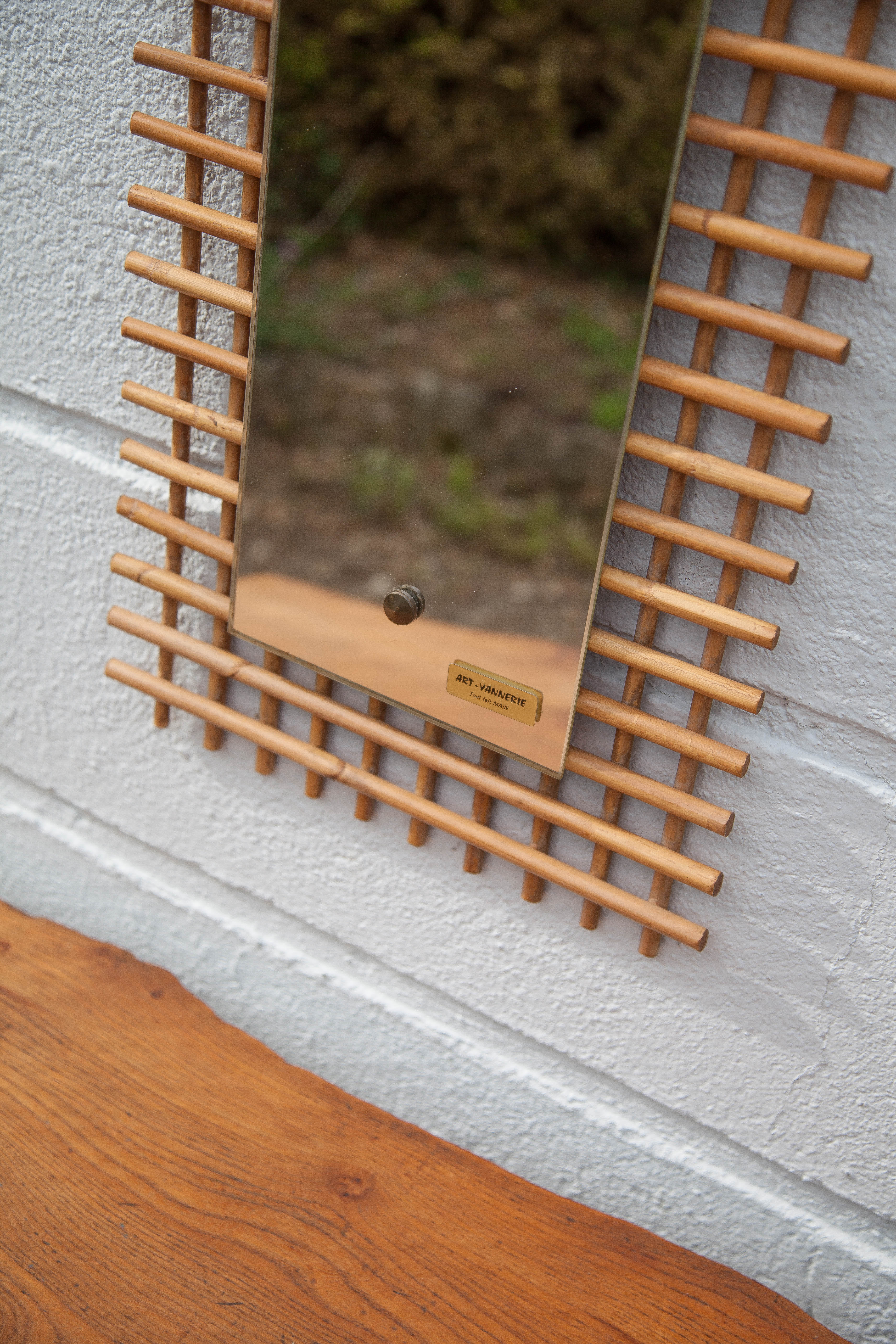 Vintage rattan mirror 33x80cm