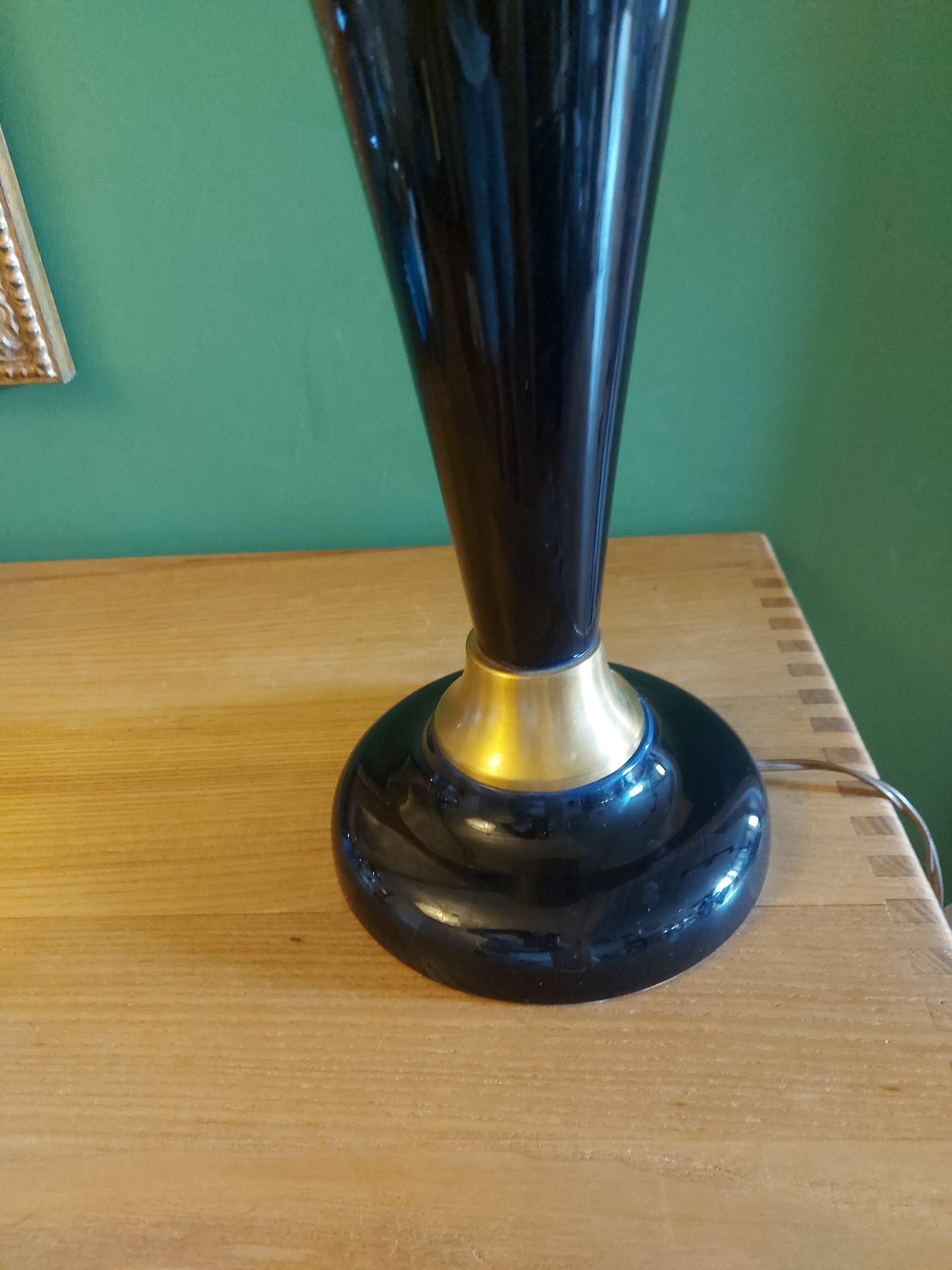 Large cobalt blue ceramic lamp stand