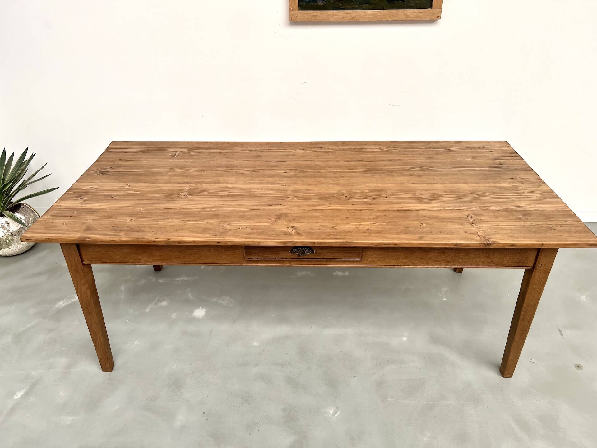 1950s farmhouse table, oak and pine