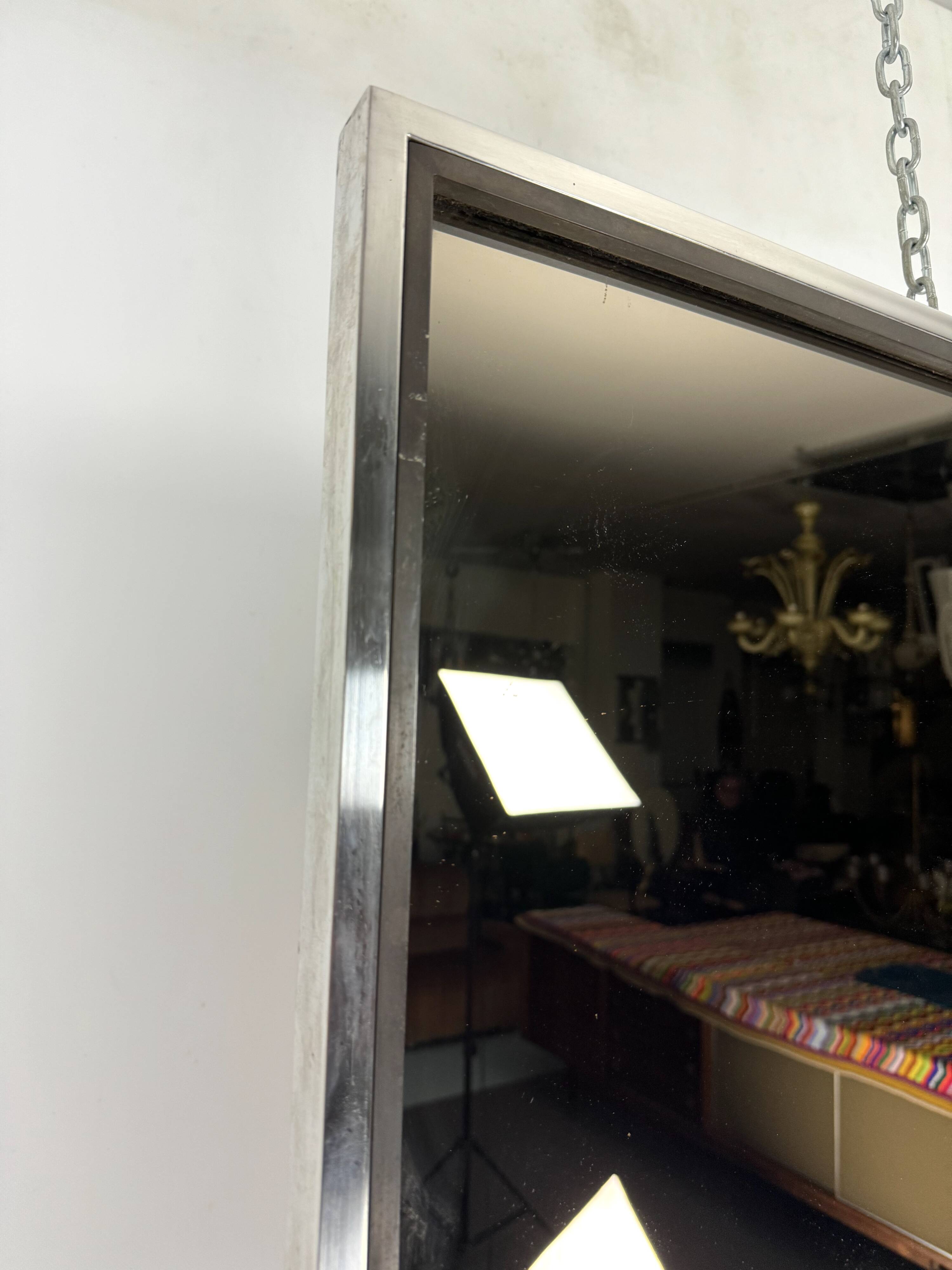 Italian vintage Romeo Rega chrome and brass mirror from 70s