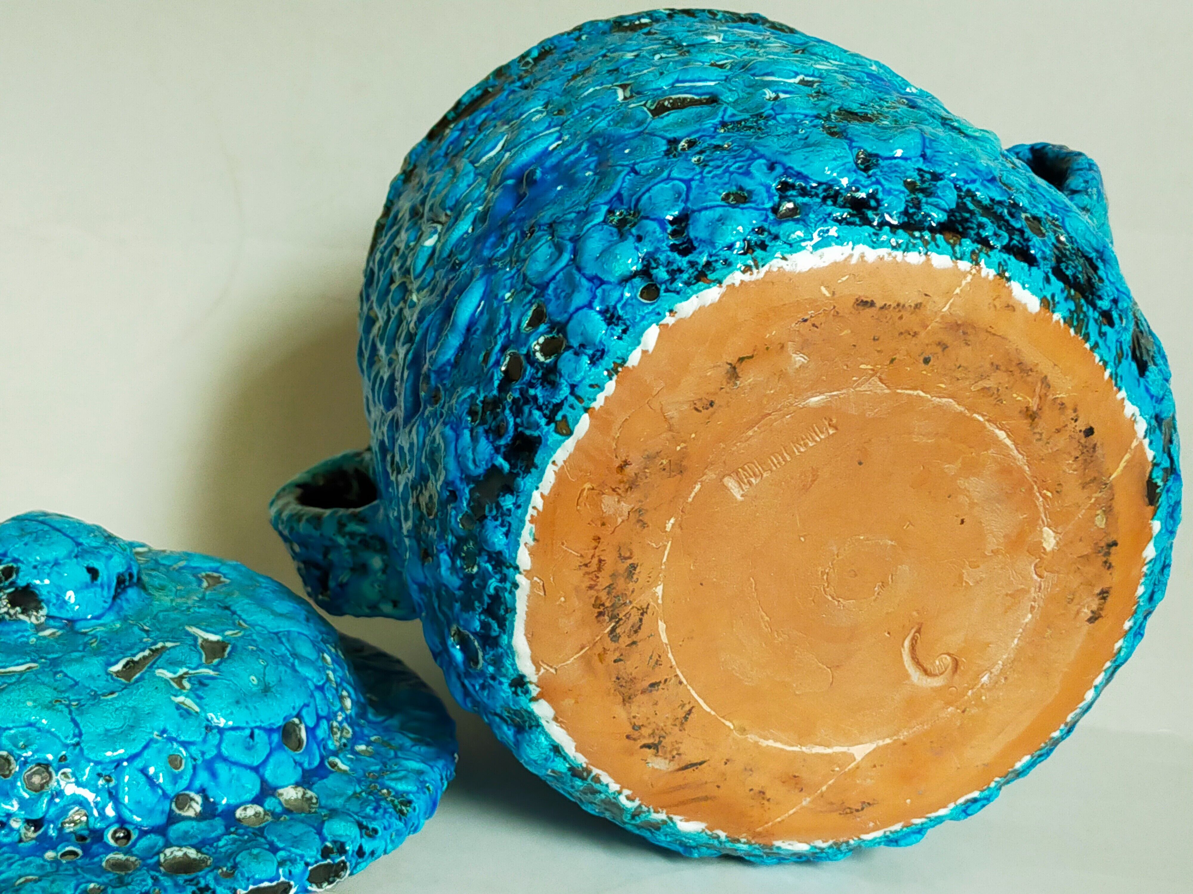 Covered ceramic pot fat-lava foam glaciers, enamels le cyclope, annecy