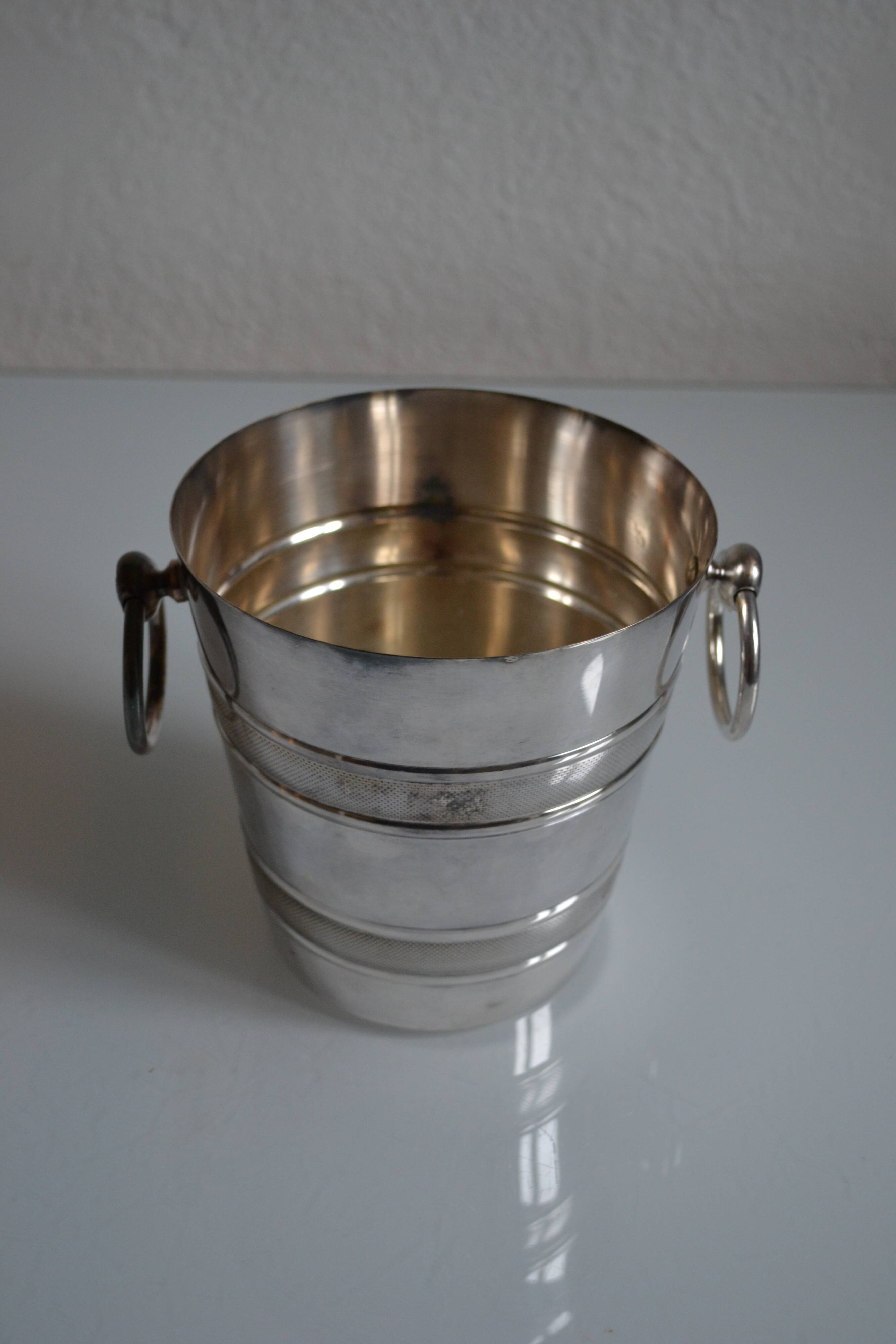 Vintage silver metal ice bucket