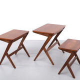 Vintage Nesting Tables in Walnut by Bengt Ruda Sweden 1950s