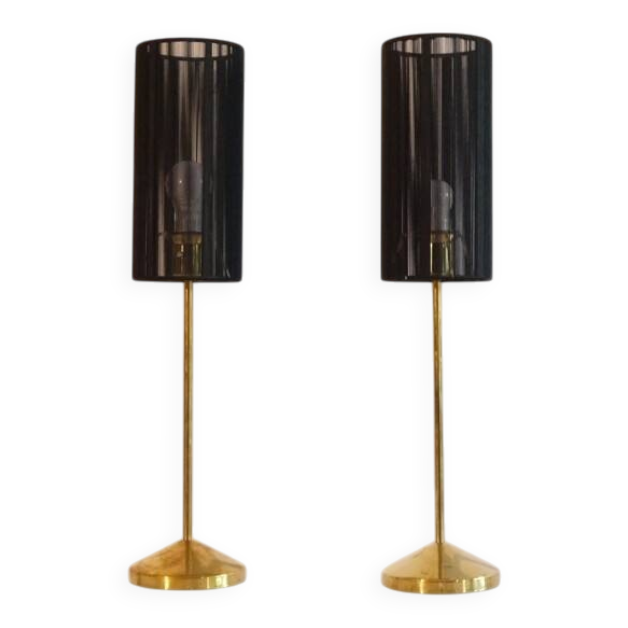 Pair of Swedish brass lamps from 1970.
