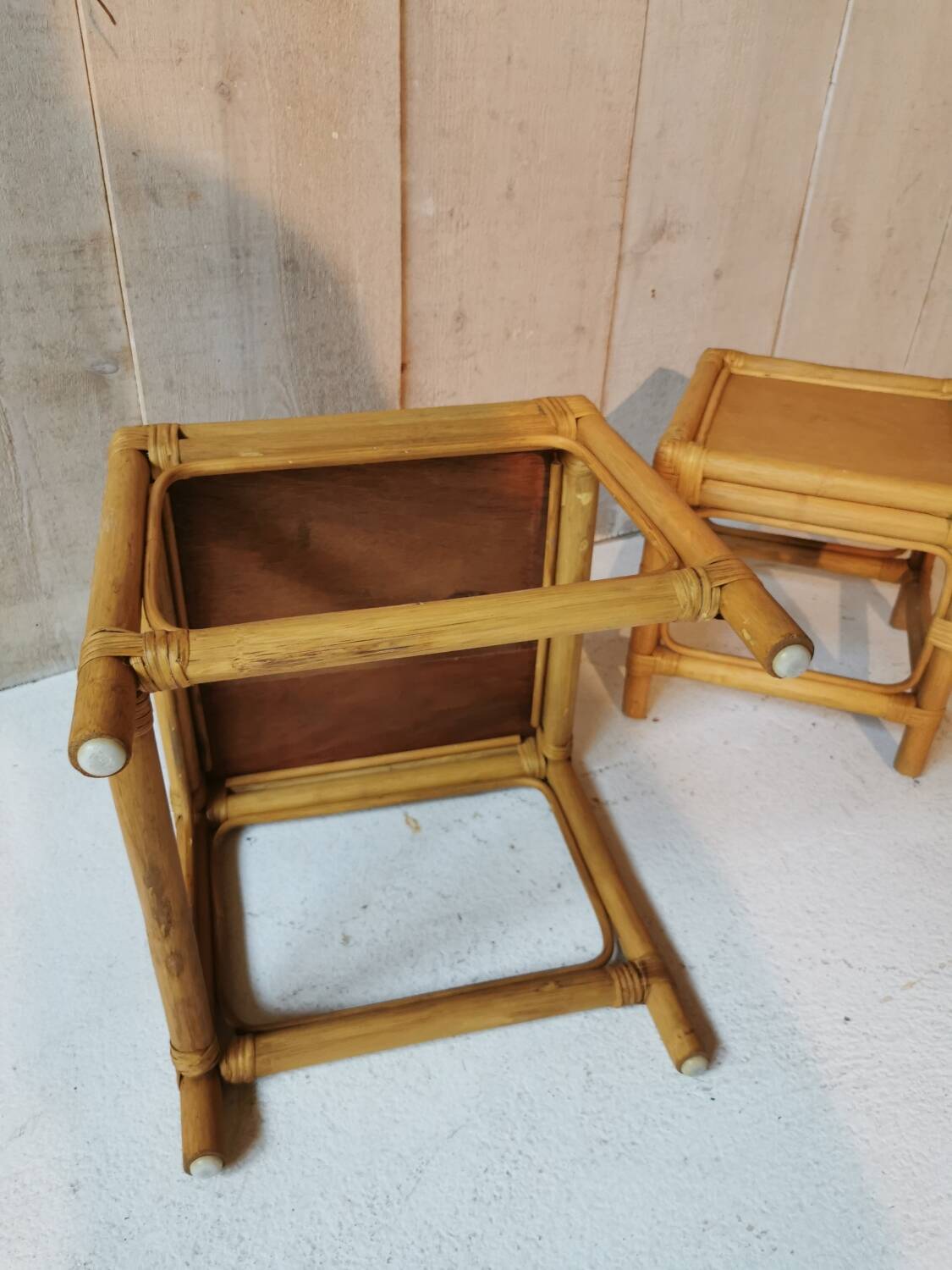 Rattan nesting tables