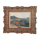 Oil on panel provencal house signed Charlemagne Baheux