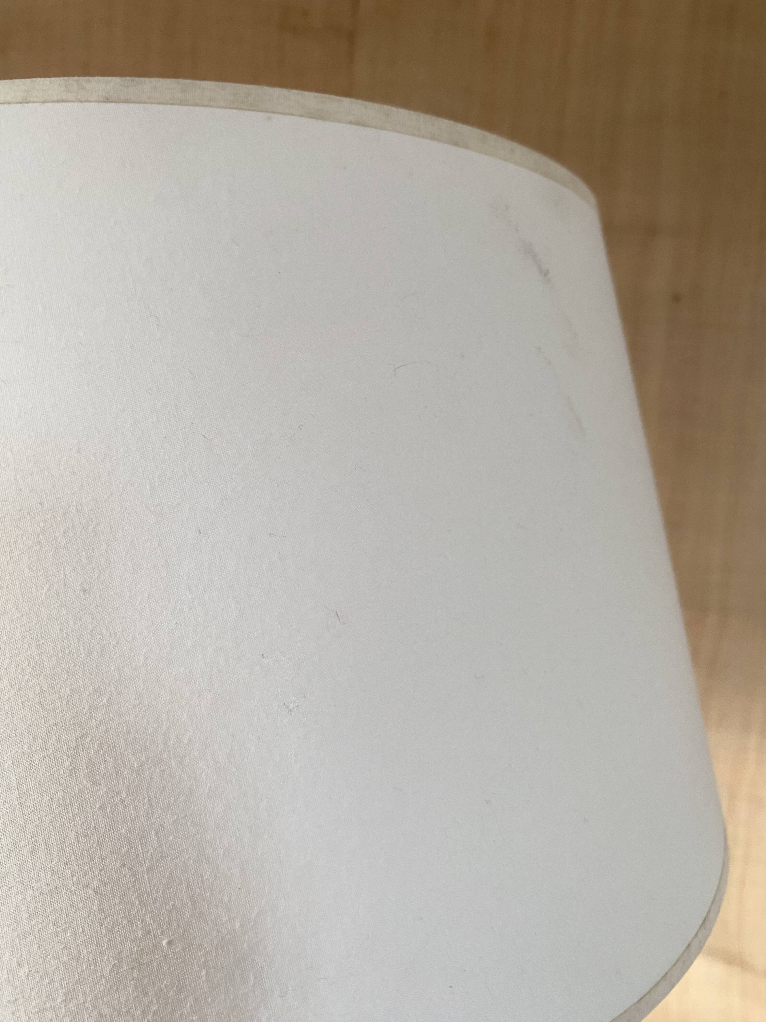 Turned wooden lamp, 2M fabric cable, cotton shade.