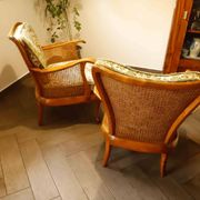 Set of 2 German Chippendale Cane Armchairs by Adolf Wrenger