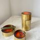 Vintage Red Enamelled Bronze Set, Ashtray, Candle Holder & Lidded Jar, 50s
