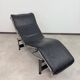 Vintage LC4 Chaise Longue by Le Corbusier in black leather