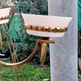 lustre art déco 4 feux bronze et opaline