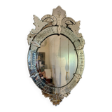 Bevelled venetian mirror, pediment, high 114 cm