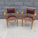 Paire de fauteuil bridge en skaï marron années 50