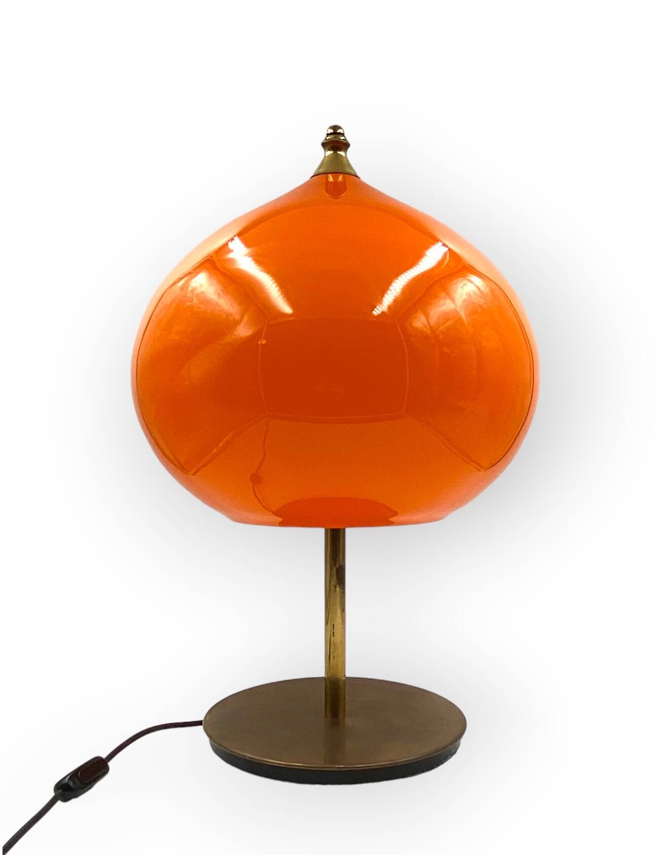 Mid-century modern orange glass Table lamp, Vistosi Italy, 1960s